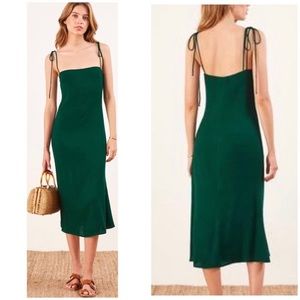 Green tie strap Finley summer midi dress by Reformation size 4